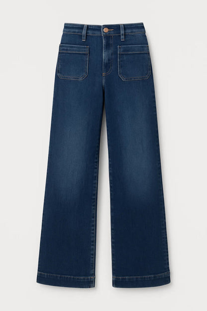 High Waist Jeans | Rechte Pijpen met Opgestikte Zakken | Casual Comfort