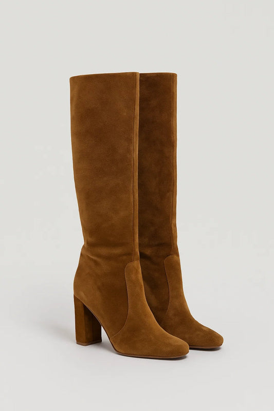 Hoge Dameslaars | Rechte Schacht met Blokhak | Tijdloos en Elegant