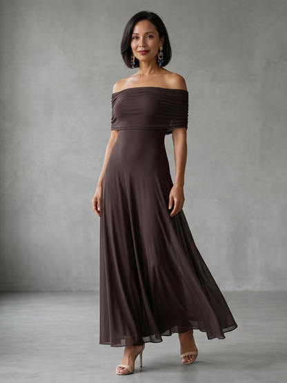 Iris - Avondjurk dames maxi elegant en getailleerd met off shoulder hals