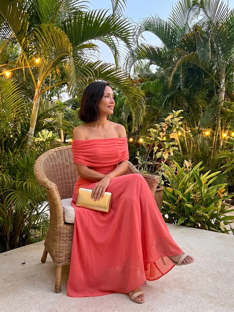 Iris - Avondjurk dames maxi elegant en getailleerd met off shoulder hals