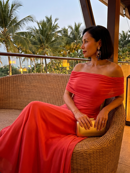 Iris - Avondjurk dames maxi elegant en getailleerd met off shoulder hals