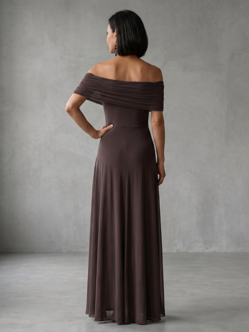 Iris - Avondjurk dames maxi elegant en getailleerd met off shoulder hals
