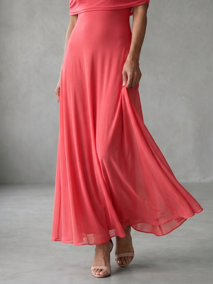 Iris - Avondjurk dames maxi elegant en getailleerd met off shoulder hals