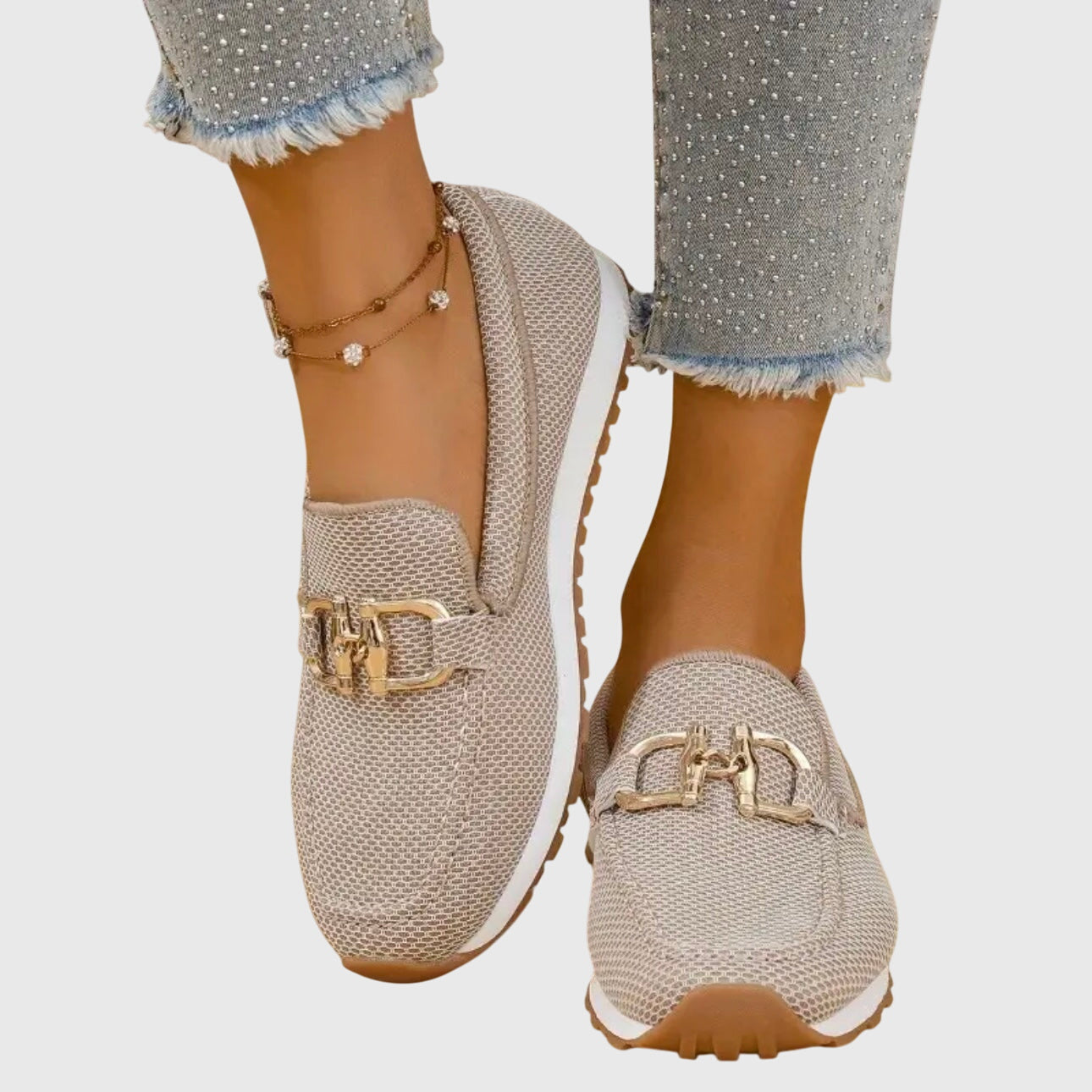 Iris - Chique Comfort Instappers Dames met Gouden Gespdetail en Lichte Plateauzool