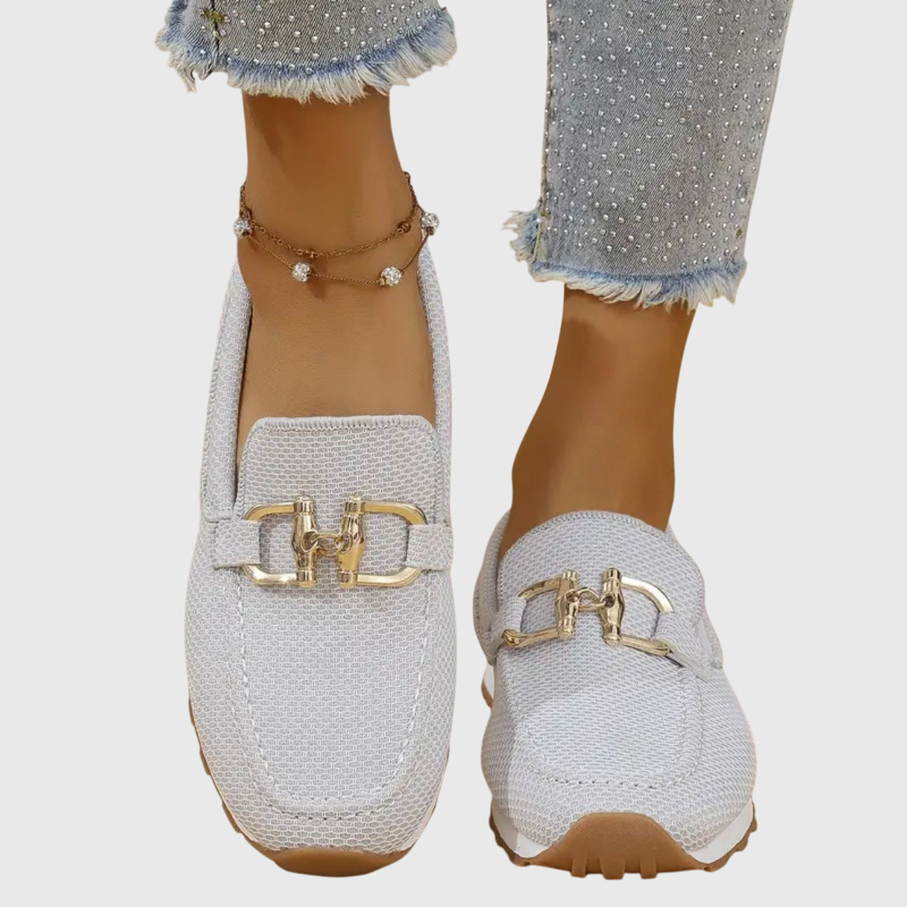 Iris - Chique Comfort Instappers Dames met Gouden Gespdetail en Lichte Plateauzool