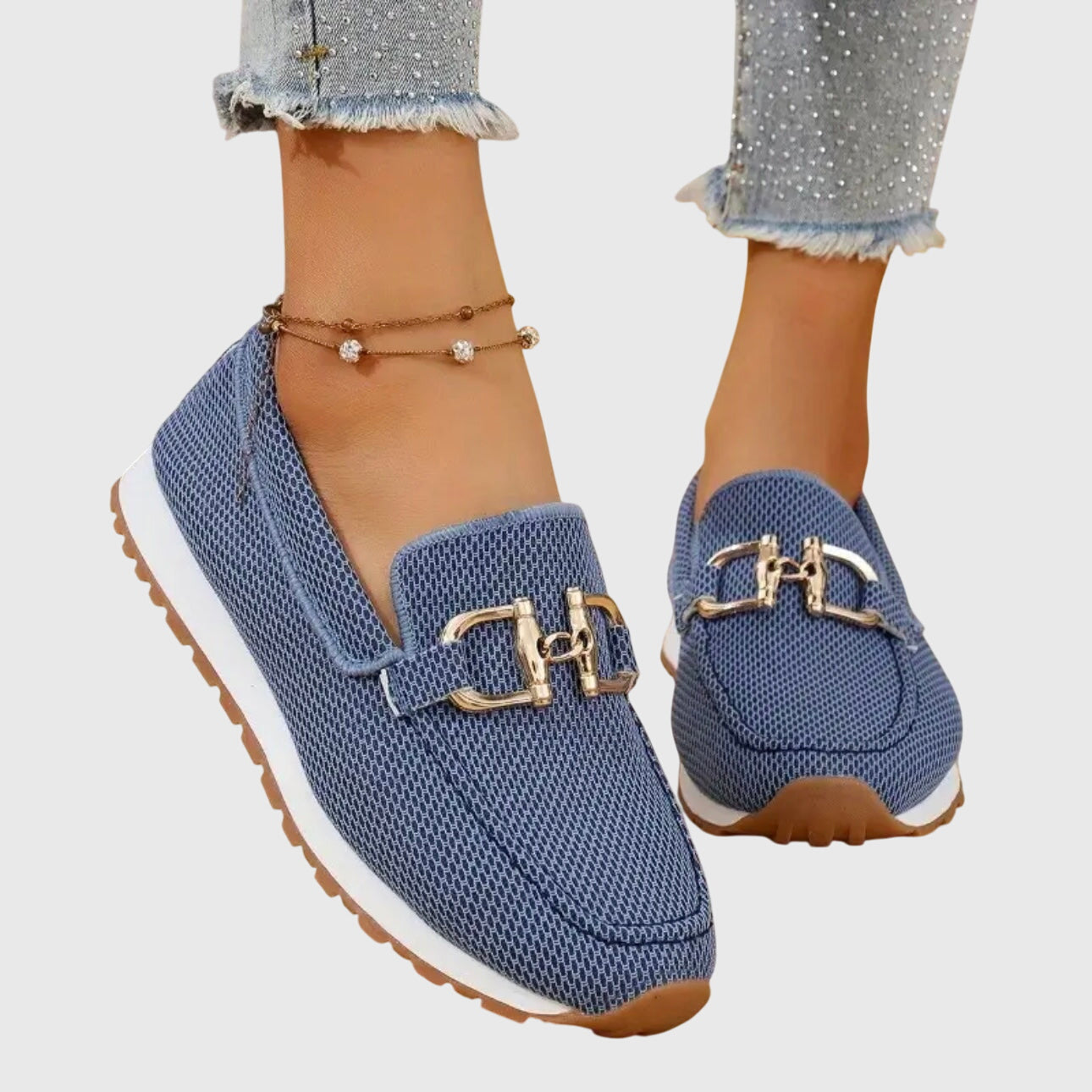 Iris - Chique Comfort Instappers Dames met Gouden Gespdetail en Lichte Plateauzool