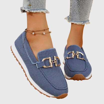 Iris - Chique Comfort Instappers Dames met Gouden Gespdetail en Lichte Plateauzool