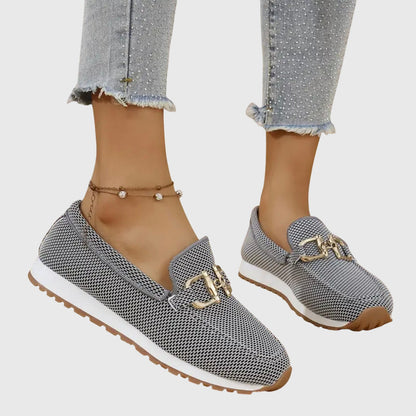 Iris - Chique Comfort Instappers Dames met Gouden Gespdetail en Lichte Plateauzool