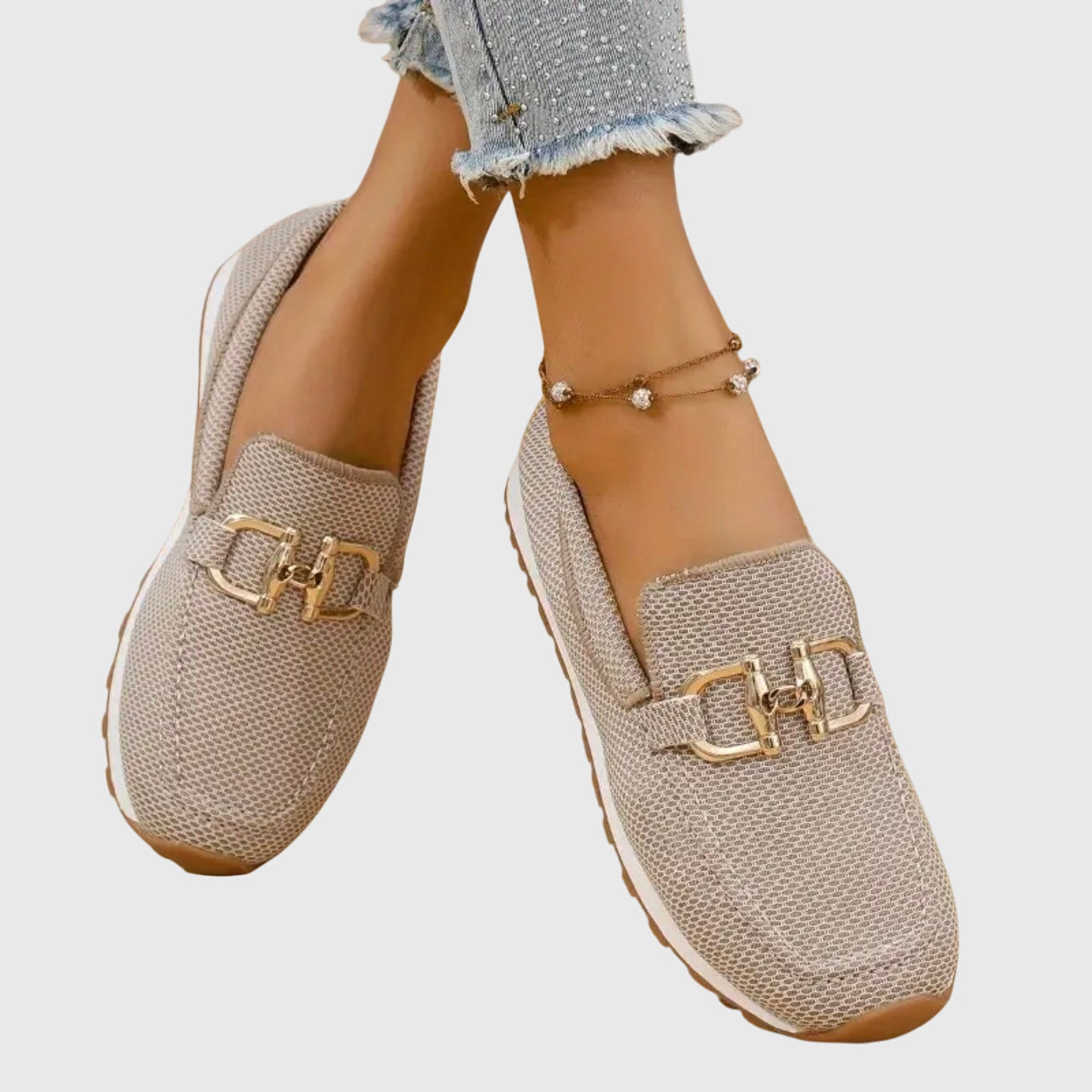 Iris - Chique Comfort Instappers Dames met Gouden Gespdetail en Lichte Plateauzool