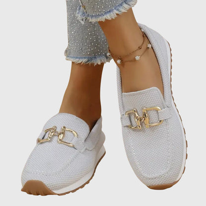 Iris - Chique Comfort Instappers Dames met Gouden Gespdetail en Lichte Plateauzool