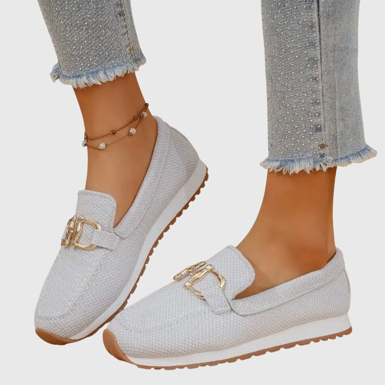 Iris - Chique Comfort Instappers Dames met Gouden Gespdetail en Lichte Plateauzool