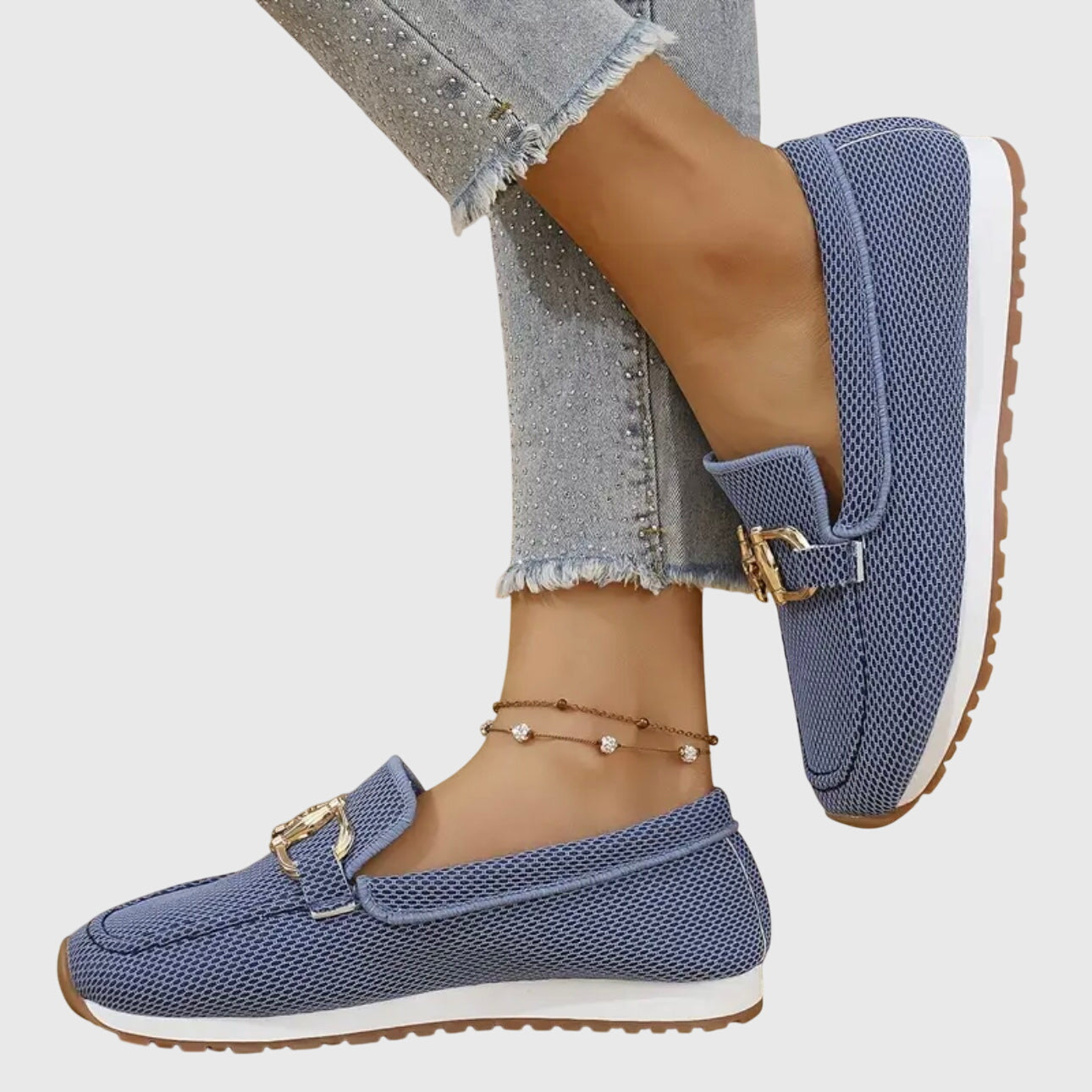 Iris - Chique Comfort Instappers Dames met Gouden Gespdetail en Lichte Plateauzool