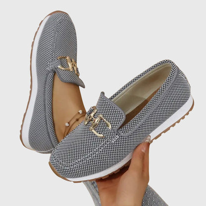 Iris - Chique Comfort Instappers Dames met Gouden Gespdetail en Lichte Plateauzool