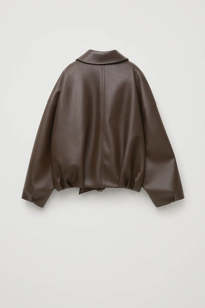 Iris - Dames Jas Leren Stijl Oversized voor de Herfst met Ritssluiting