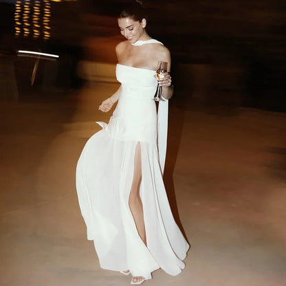 Iris - Elegante Bruiloft Gastenjurk Dames met Strapless Detail en Split