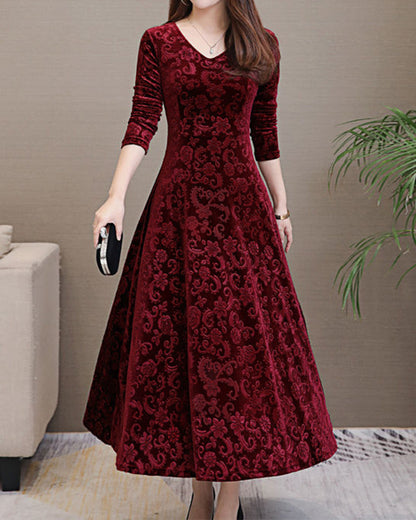 Iris - Elegante Bruiloft Gastenjurk Dames met V-hals en Jacquard Patroon