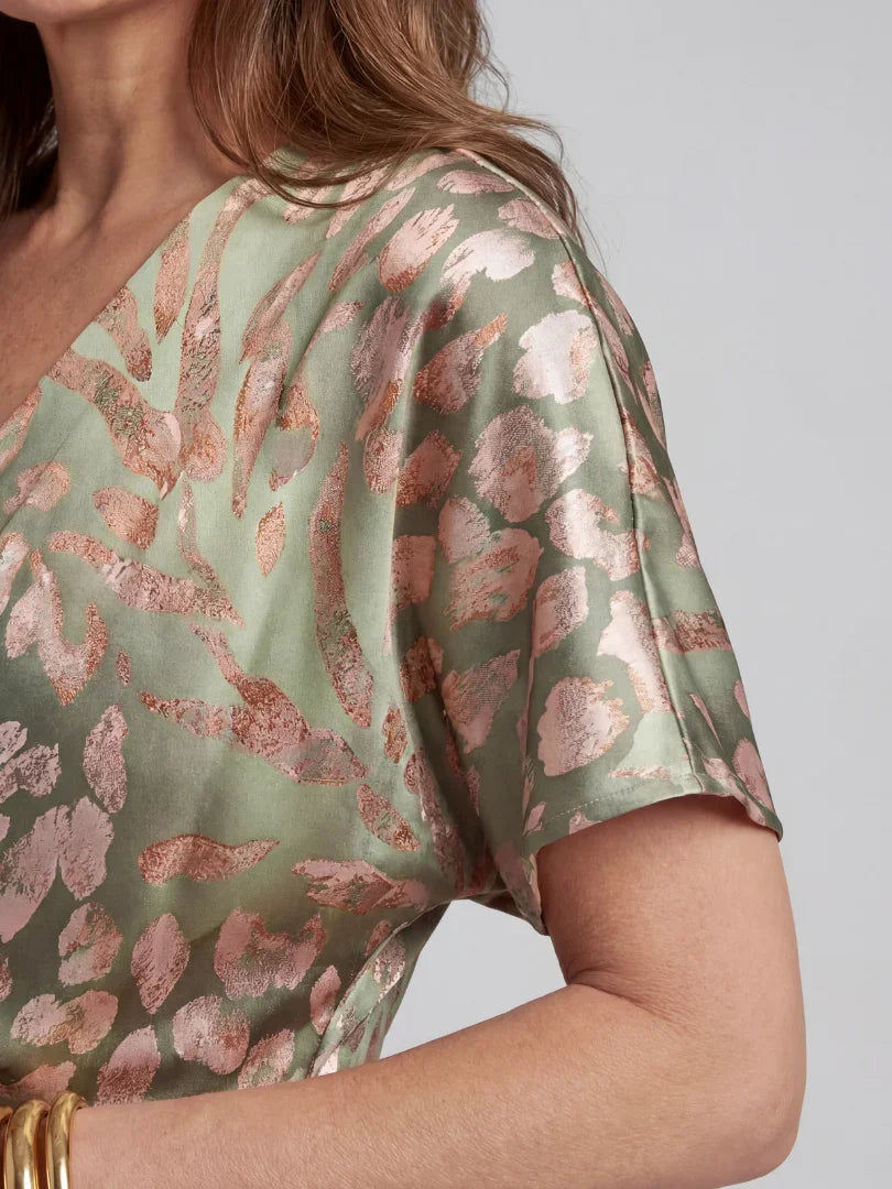 Iris - Feestelijke Bruiloft Gast Jurk Dames met Diepe V-hals en Gedraaide Taille