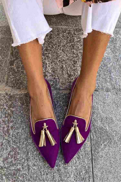 Iris - Feestelijke Comfort Loafers Dames met Kwastjesdetail en Spitse Neus