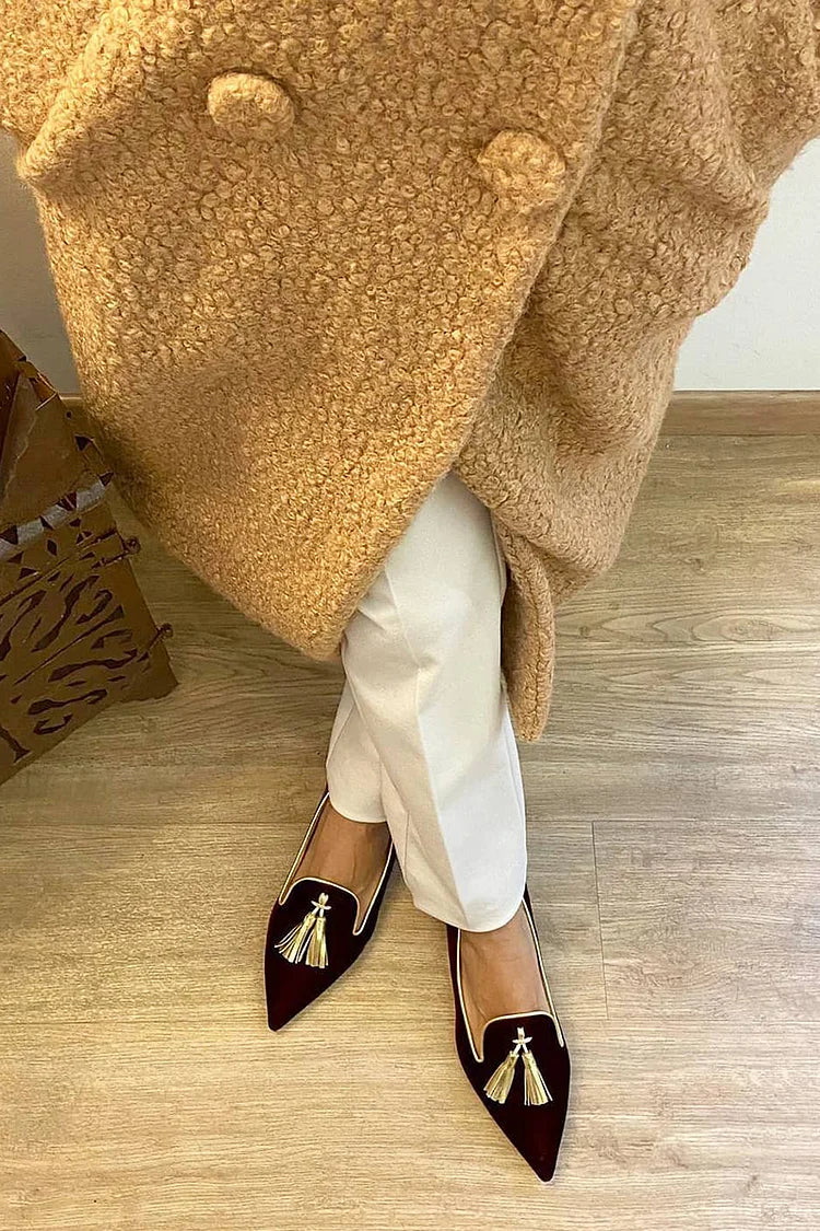 Iris - Feestelijke Comfort Loafers Dames met Kwastjesdetail en Spitse Neus