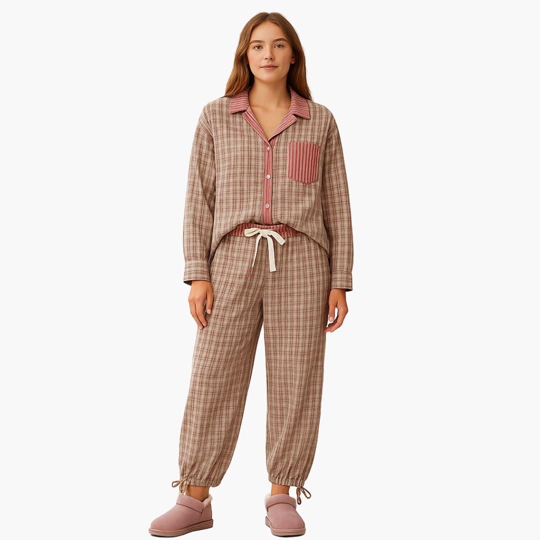 Iris - Pyjama dames zacht en warm met lange mouw en ruime pasvorm