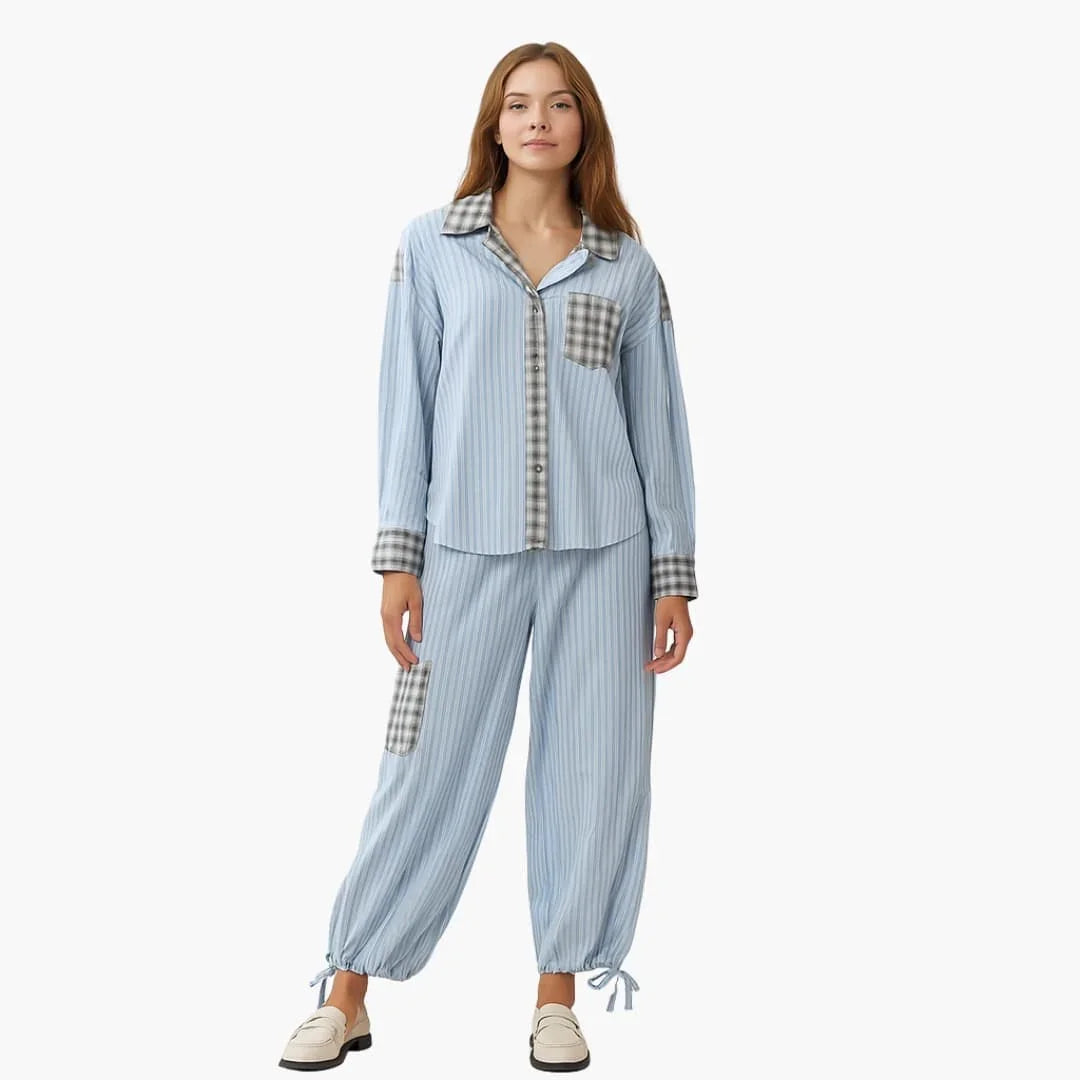 Iris - Pyjama dames zacht en warm met lange mouw en ruime pasvorm