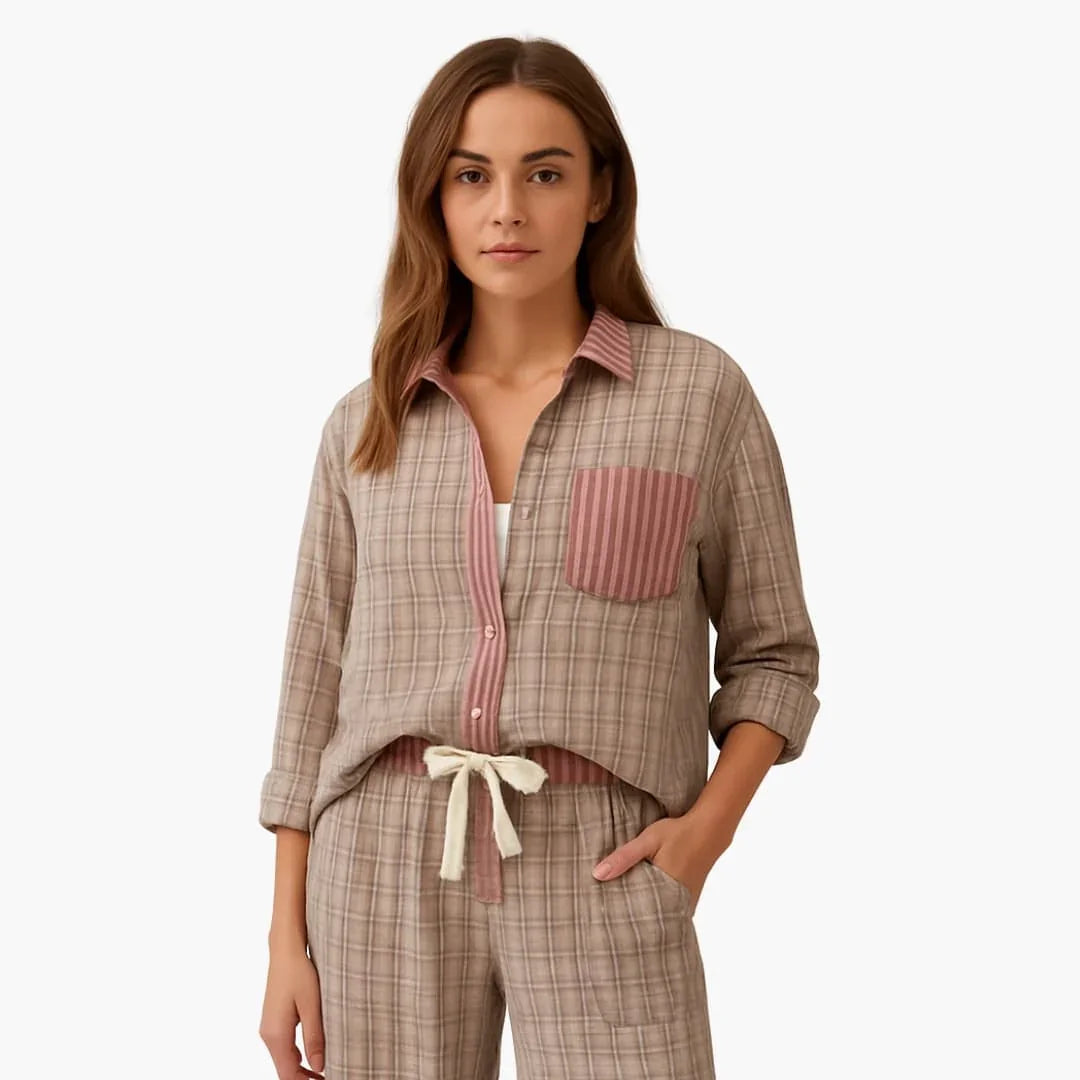 Iris - Pyjama dames zacht en warm met lange mouw en ruime pasvorm