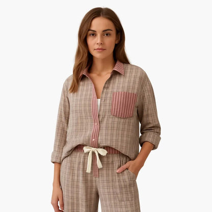 Iris - Pyjama dames zacht en warm met lange mouw en ruime pasvorm