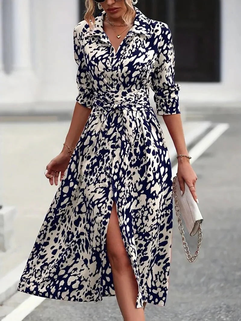 Iris - Stijlvolle Zomerjurk Dames Maxi met Print en Strikceintuur