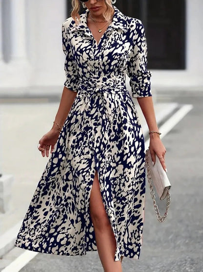 Iris - Stijlvolle Zomerjurk Dames Maxi met Print en Strikceintuur