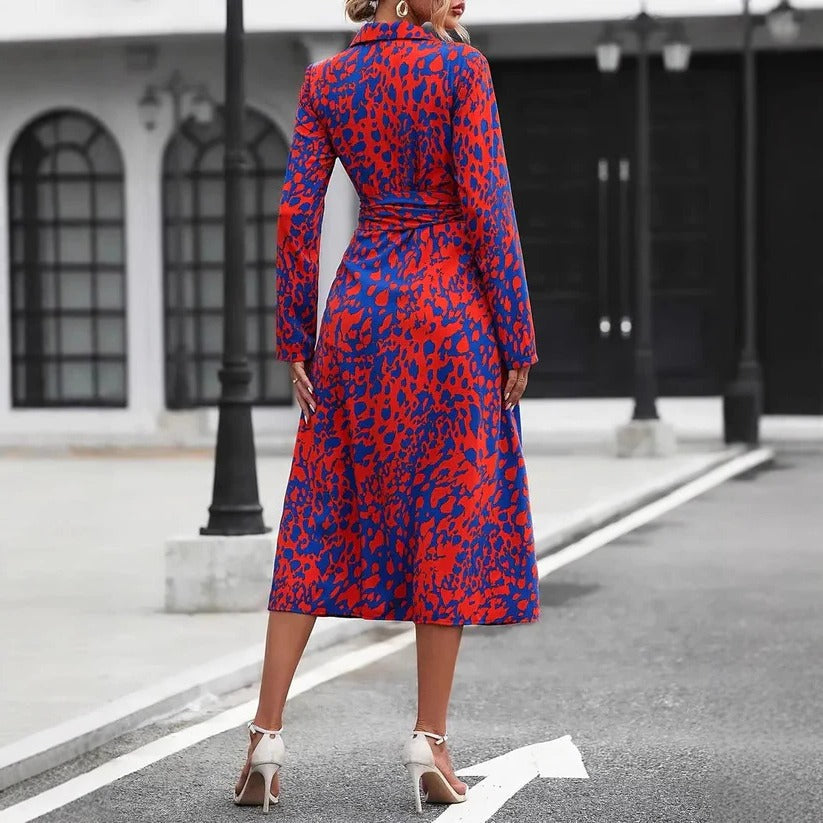 Iris - Stijlvolle Zomerjurk Dames Maxi met Print en Strikceintuur