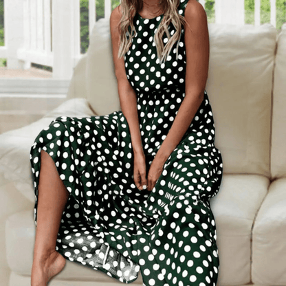 Isa - Boho Maxi Jurk met Stippen Dames en Split Detail