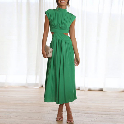 Isa - Chique Bruiloft Gastenjurk Dames met Cut-Out Taille en Staande Kraag