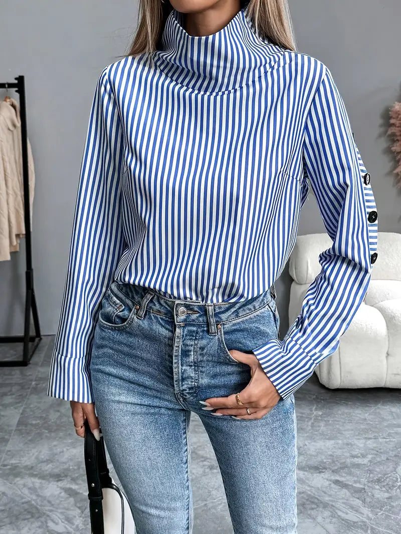 Isa - Dames Trui Longsleeve Stijlvol voor de Herfst met Opstaande Kraag