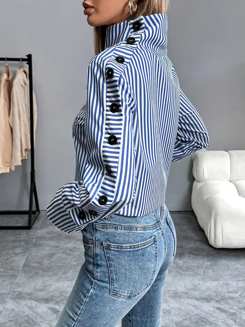 Isa - Dames Trui Longsleeve Stijlvol voor de Herfst met Opstaande Kraag