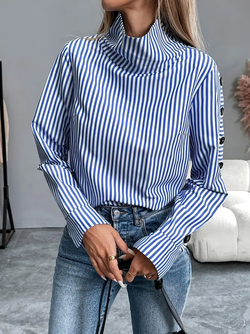 Isa - Dames Trui Longsleeve Stijlvol voor de Herfst met Opstaande Kraag