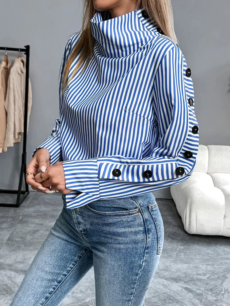 Isa - Dames Trui Longsleeve Stijlvol voor de Herfst met Opstaande Kraag