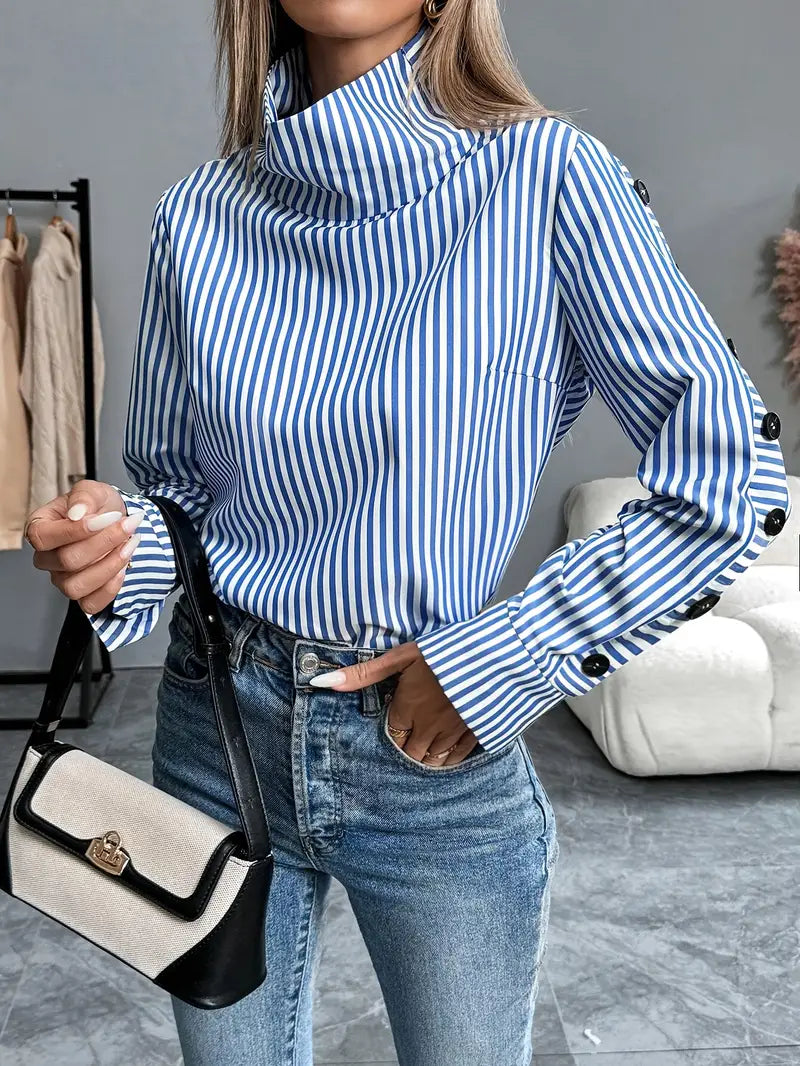 Isa - Dames Trui Longsleeve Stijlvol voor de Herfst met Opstaande Kraag