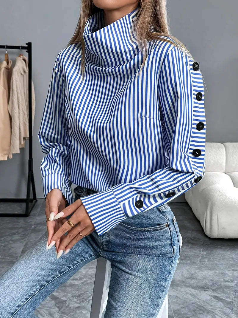 Isa - Dames Trui Longsleeve Stijlvol voor de Herfst met Opstaande Kraag