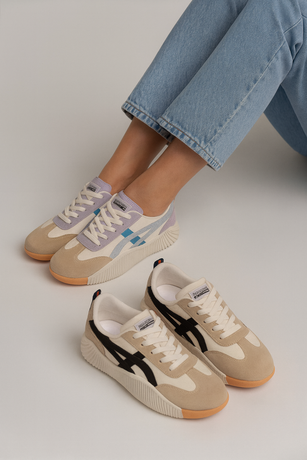 Isa - Klassieke Orthopedische Sneakers Dames met Gekruiste Streepdetail