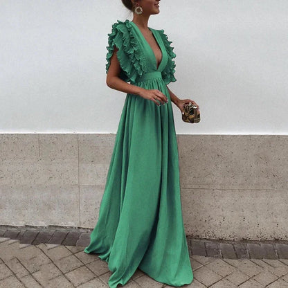 Isa - Romantische Bruiloft Gast Jurk Dames met Ruffle Mouwen