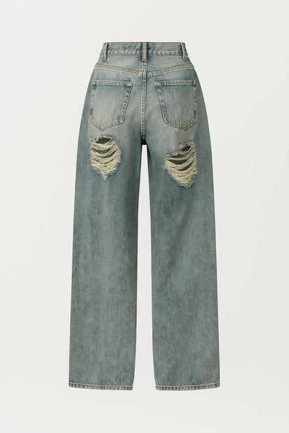 Jeans met Rechte Pijp | Vintage Wassing | Relaxte Pasvorm