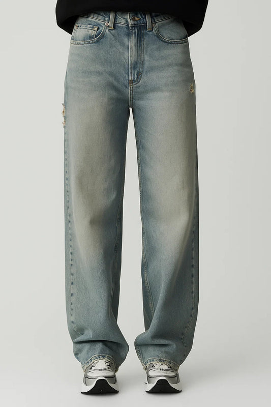 Jeans met Rechte Pijp | Vintage Wassing Relaxte Pasvorm