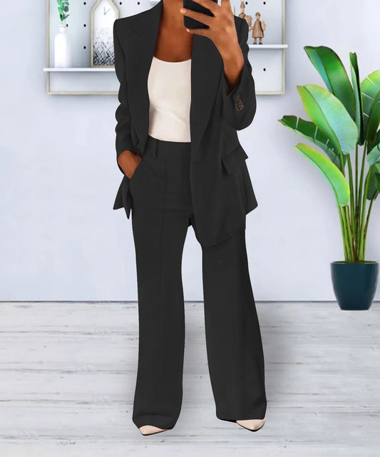 Julia - Broekpak dames wijd en lang met hoge taille en smart casual