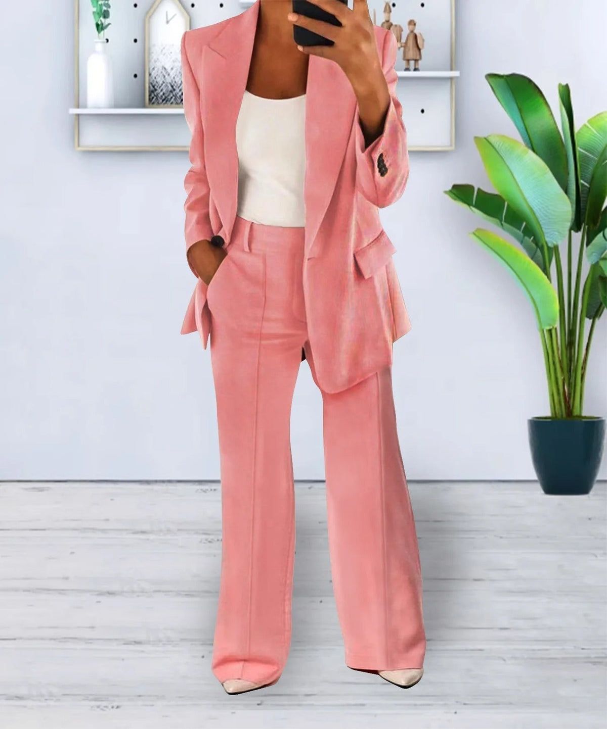 Julia - Broekpak dames wijd en lang met hoge taille en smart casual