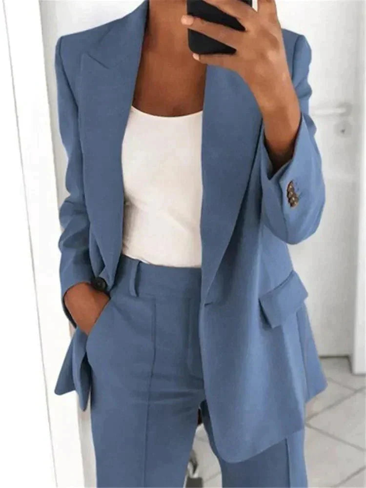 Julia - Broekpak dames wijd en lang met hoge taille en smart casual