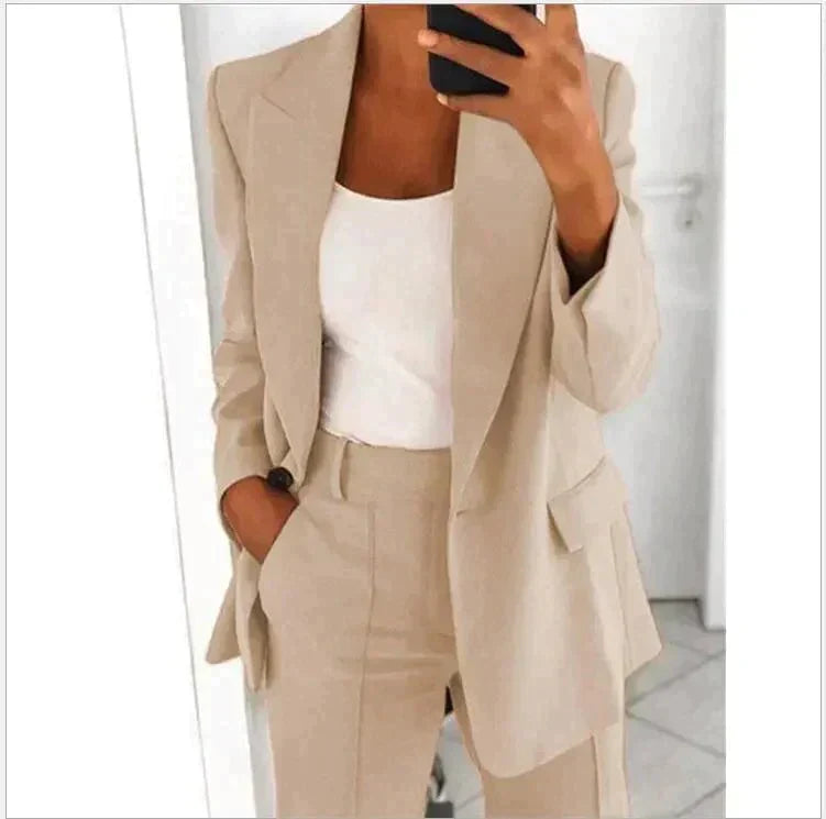 Julia - Broekpak dames wijd en lang met hoge taille en smart casual