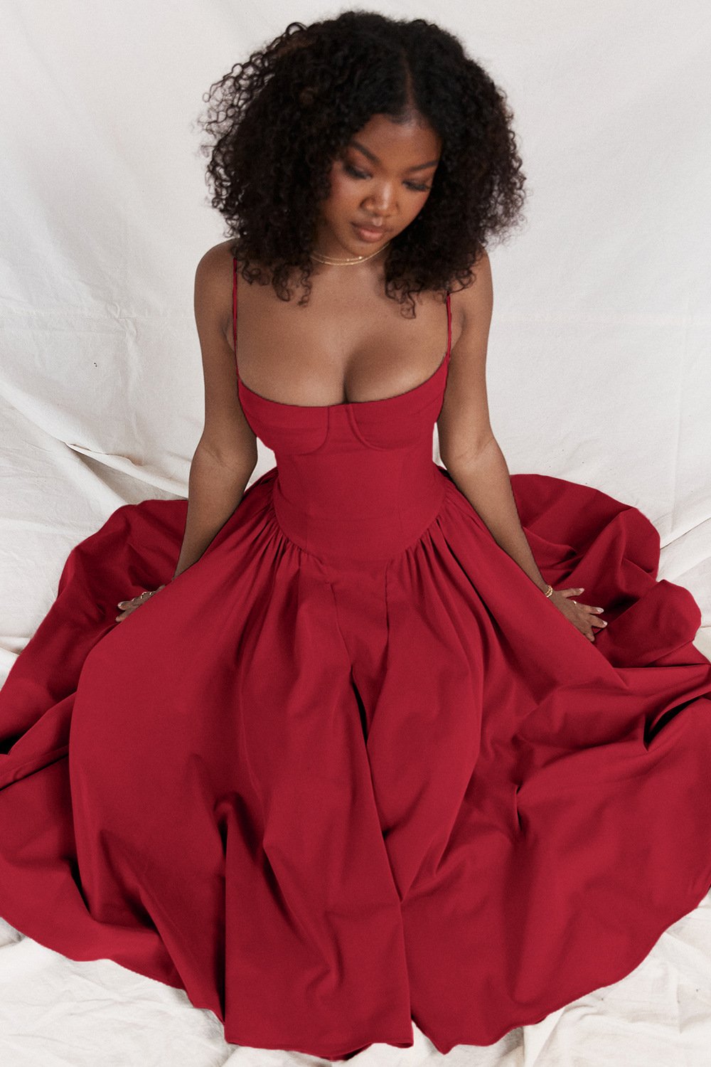 Julia - Chique Bruiloft Gastenjurk Dames Midi met Bustier en Volle Rok