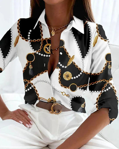 Julia - Dames Blouse voor de Herfst met Knoopsluiting en Klassieke Kraag