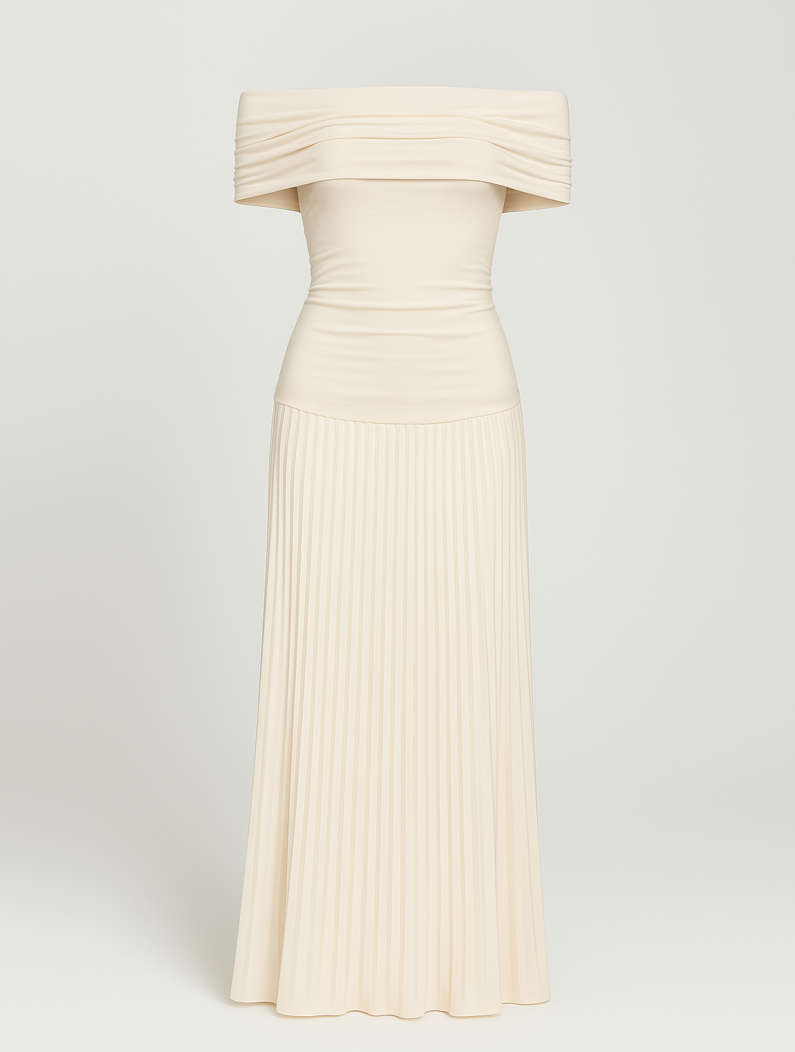 Julia - Elegante Bruiloft Gastenjurk Dames met Off Shoulder en Geplooide Maxi Rok