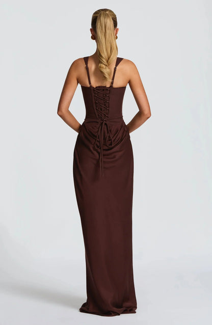 Julia - Romantische Bruiloft Gastenjurk Dames met Corsage en Mermaid Zoom